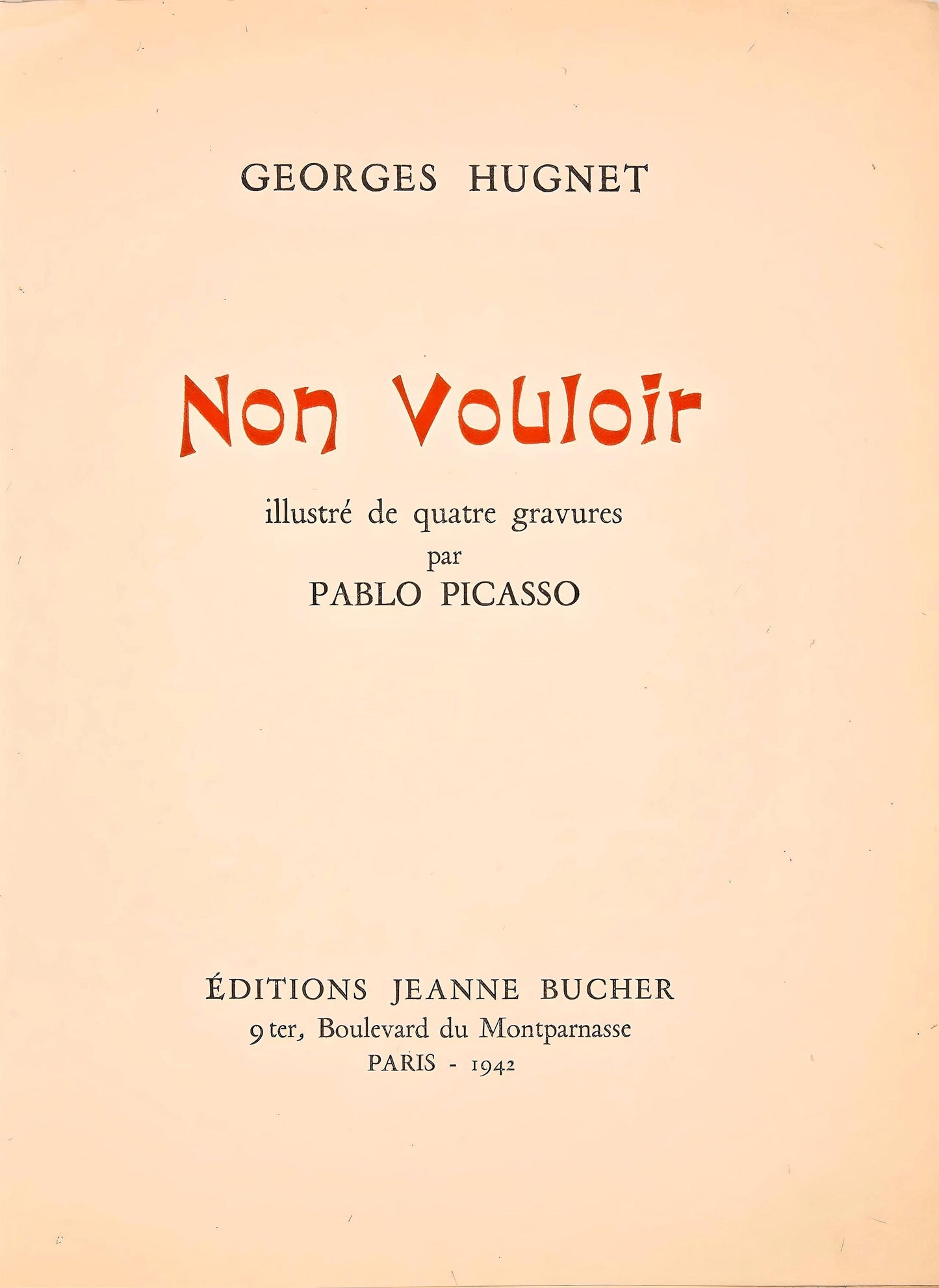 Pablo Picasso, Composition (Cramer 36; Bloch 360; Horodisch A6), Non Vouloir, Zincograph