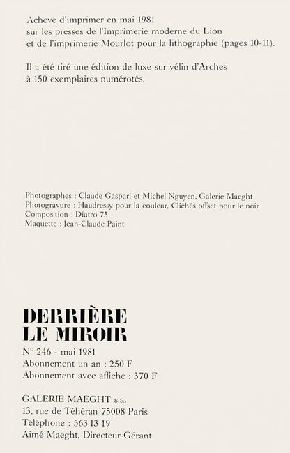 Marc Chagall, Composition (Cramer 111; Mourlot 992), Derrire Le Miroir, Lithograph