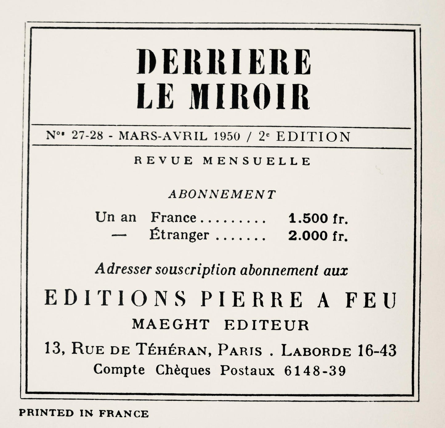 Marc Chagall, Composition, Derrire Le Miroir, Lithograph