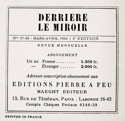 Marc Chagall, Composition, Derrire Le Miroir, Lithograph