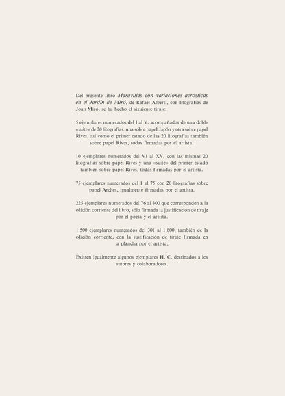 Joan Mir, Composition (Mourlot, 1051-1072), Maravillas Con Variaciones Acrsticas En El Jardn De