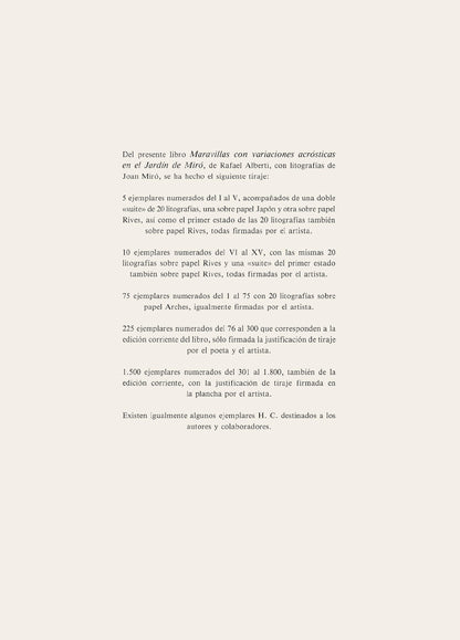 Joan Mir, Composition (Mourlot, 1051-1072), Maravillas Con Variaciones Acrsticas En El Jardn De
