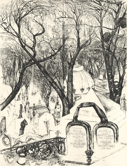 Douard Goerg, Le Cimetire Du Pre, A La Gloire Paris, Etching