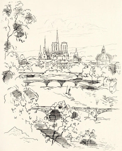Paul-Lie Gernez, Seine, Berceau De Paris, A La Gloire Paris, Etching