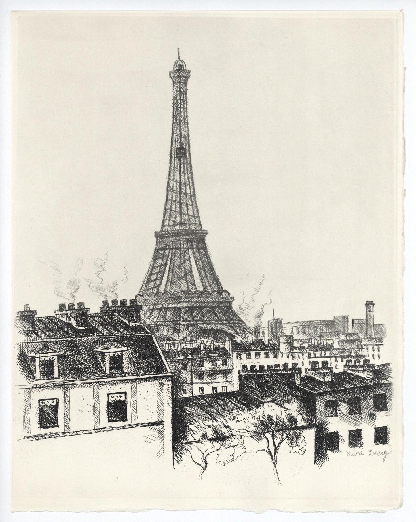 Ren Durey, Le Champ De Mars, A La Gloire Paris, Etching
