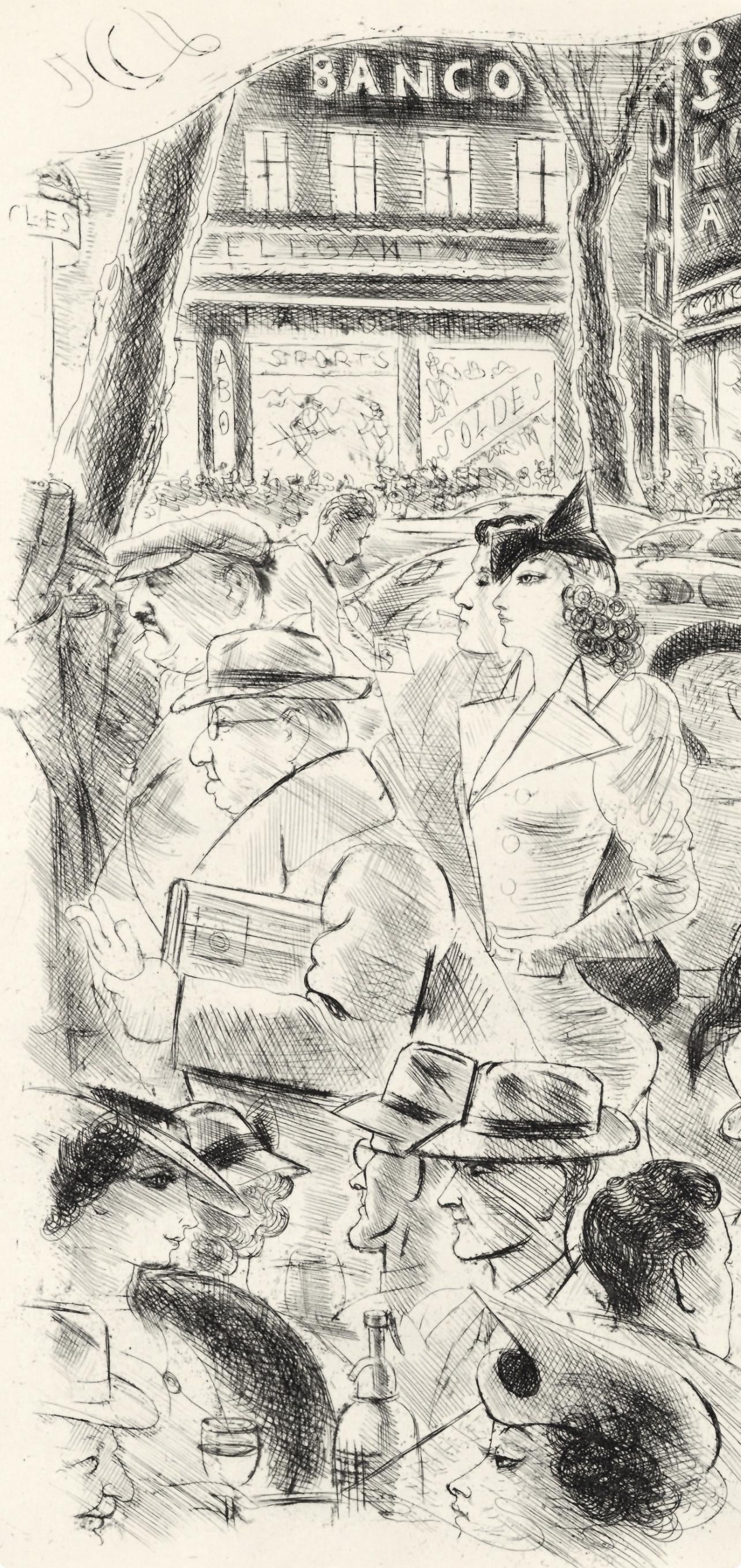 Chas Laborde, Les Boulevards, A La Gloire Paris, Etching