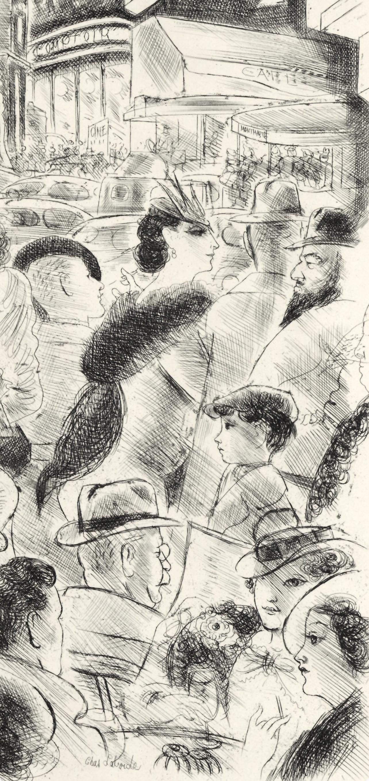 Chas Laborde, Les Boulevards, A La Gloire Paris, Etching