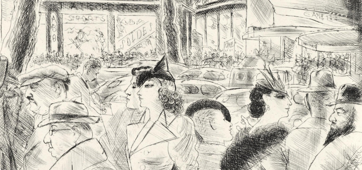 Chas Laborde, Les Boulevards, A La Gloire Paris, Etching