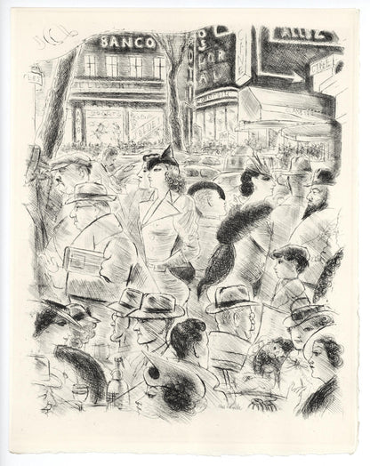 Chas Laborde, Les Boulevards, A La Gloire Paris, Etching