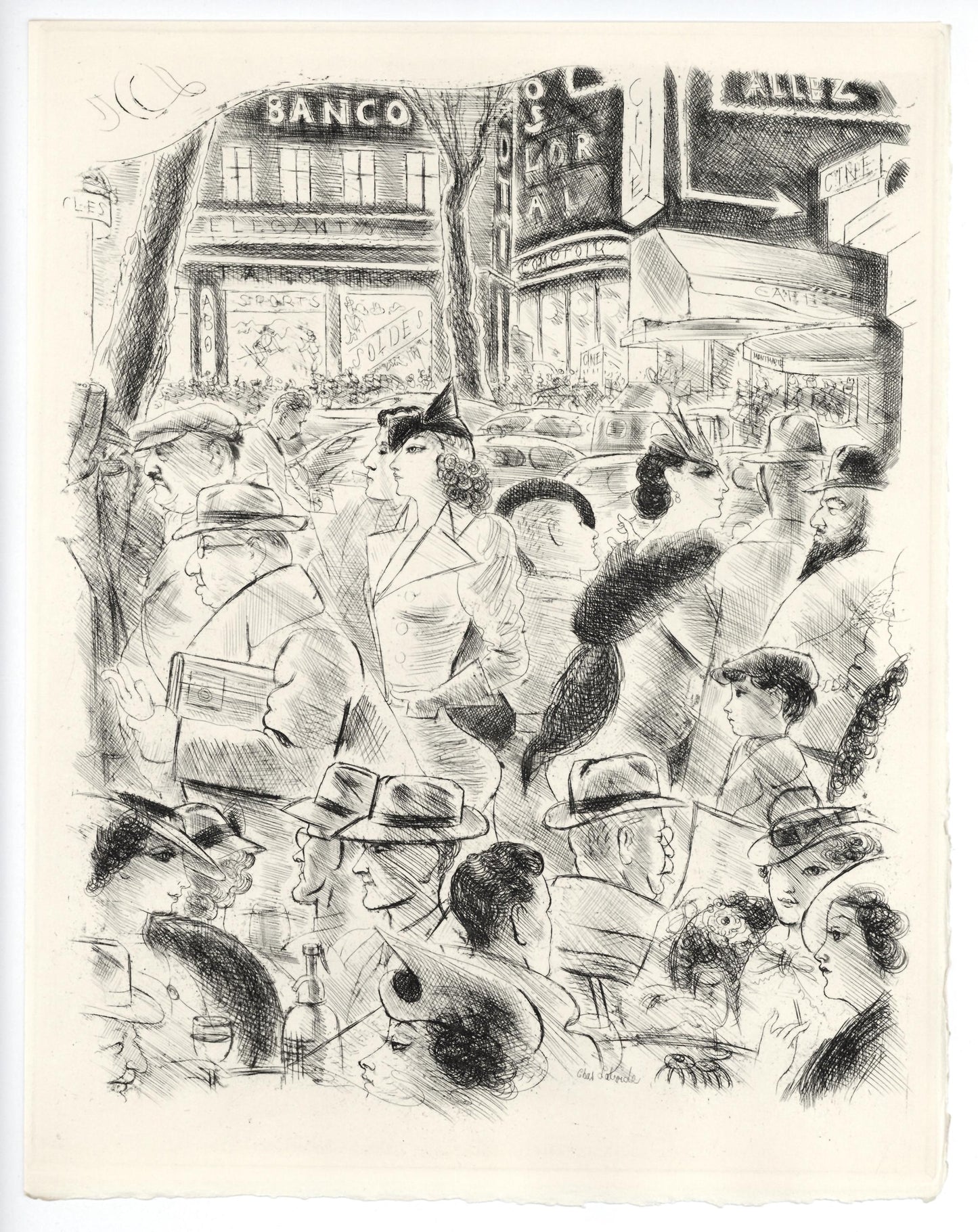 Chas Laborde, Les Boulevards, A La Gloire Paris, Etching