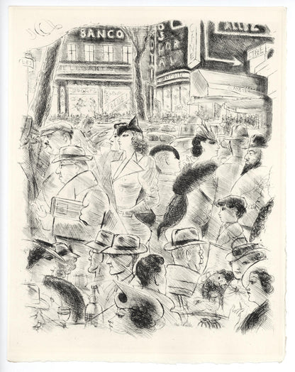 Chas Laborde, Les Boulevards, A La Gloire Paris, Etching