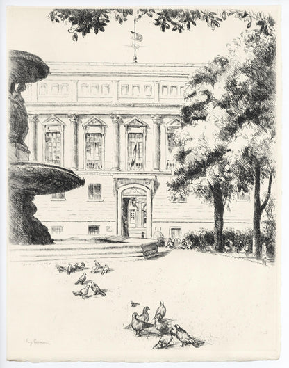 Eugne Corneau, La Bibliothque Nationale, A La Gloire Paris, Etching