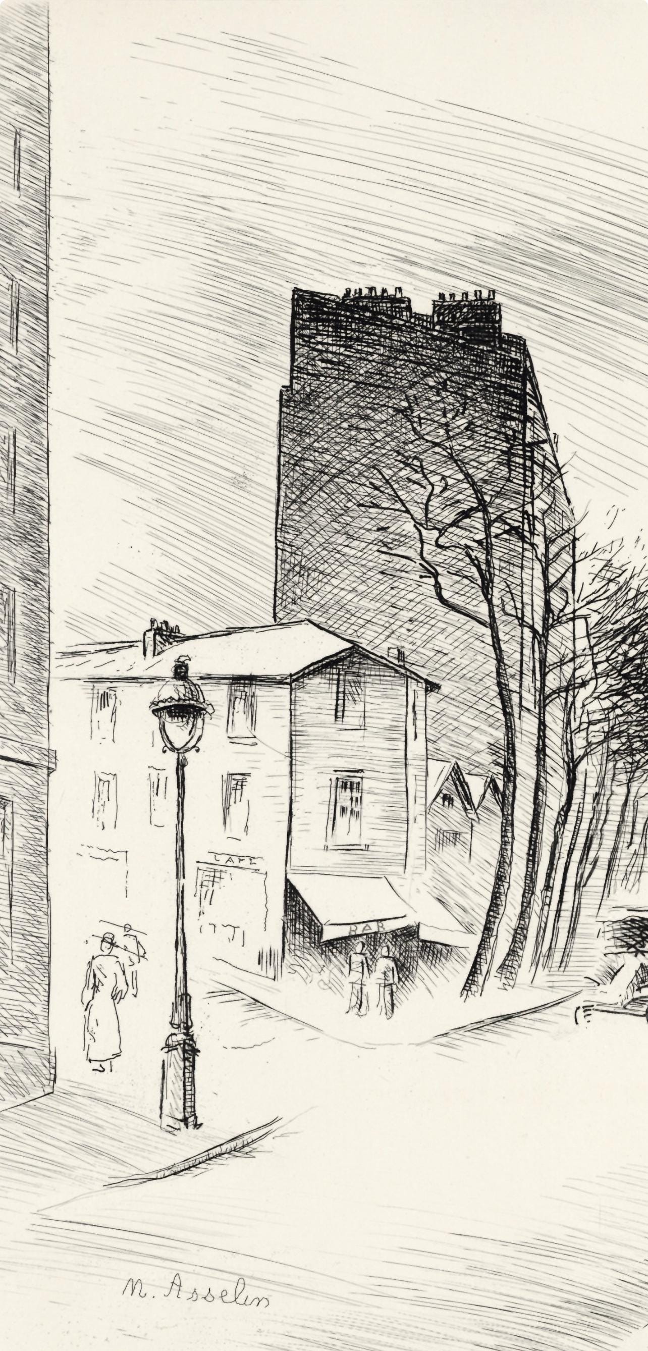 Maurice Asselin, Belleville A Vol D'Me, A La Gloire Paris, Etching