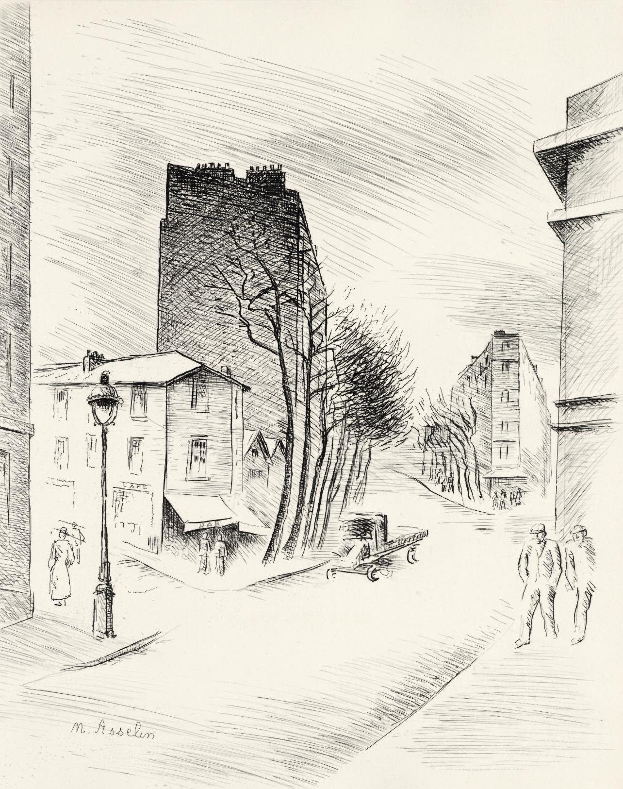 Maurice Asselin, Belleville A Vol D'Me, A La Gloire Paris, Etching