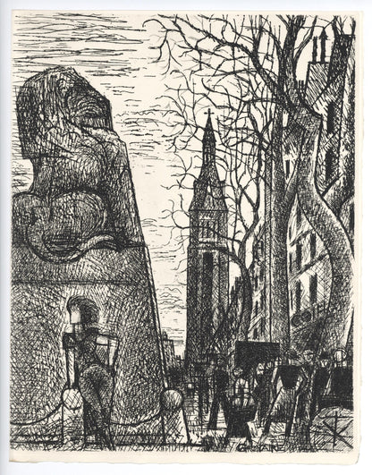 Marcel Gromaire, Petit-Montroug, A La Gloire Paris, Etching