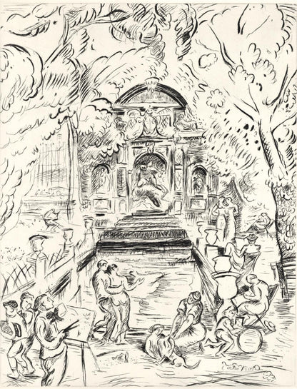 Achille-Mile Othon Friesz, Mdici Fountain, Luxembourg Gardens, Paris, A La Gloire Paris, Etching
