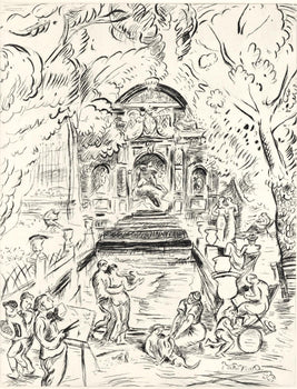 Achille-Mile Othon Friesz, Mdici Fountain, Luxembourg Gardens, Paris, A La Gloire Paris, Etching
