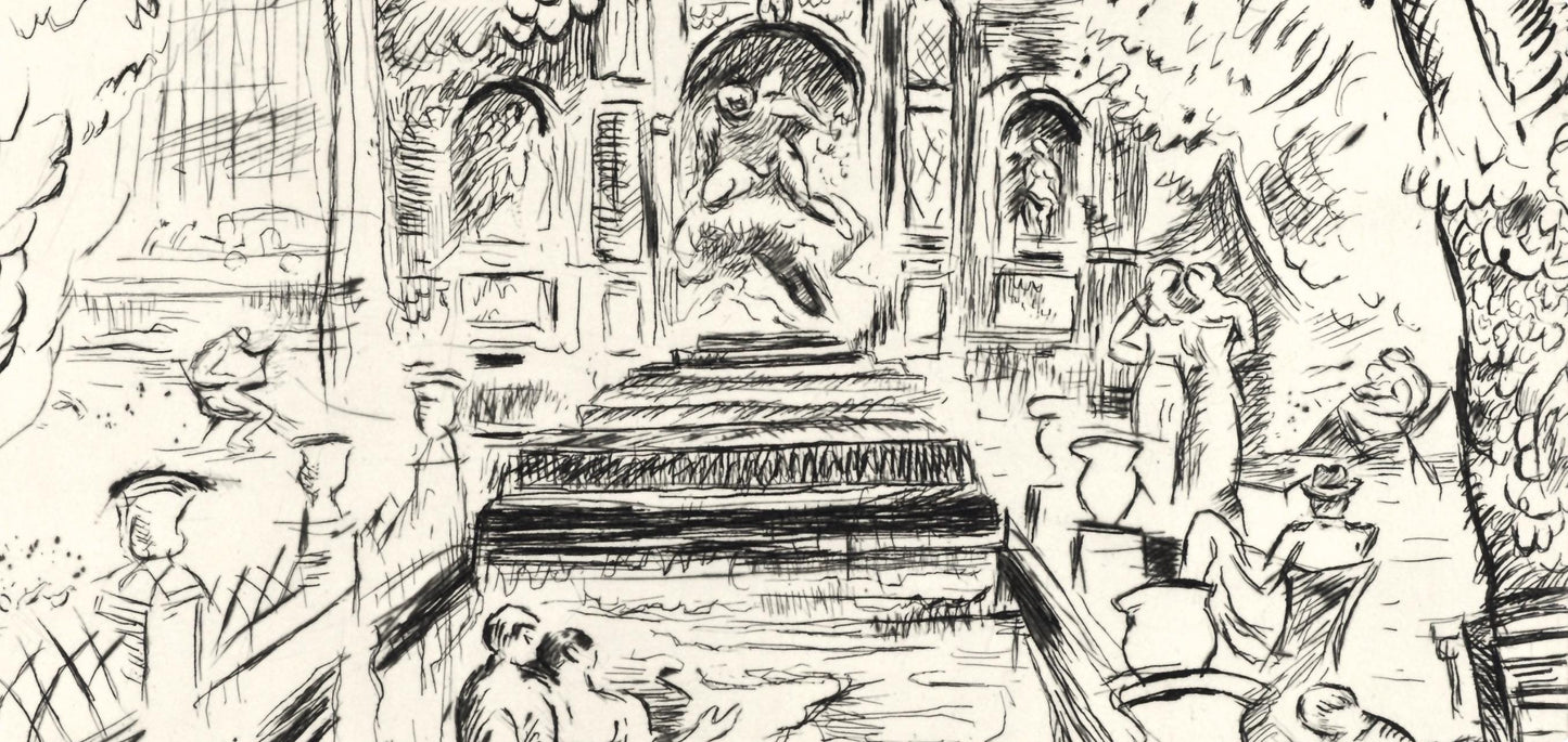 Achille-Mile Othon Friesz, Mdici Fountain, Luxembourg Gardens, Paris, A La Gloire Paris, Etching
