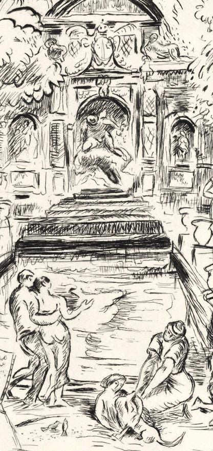 Achille-Mile Othon Friesz, Mdici Fountain, Luxembourg Gardens, Paris, A La Gloire Paris, Etching