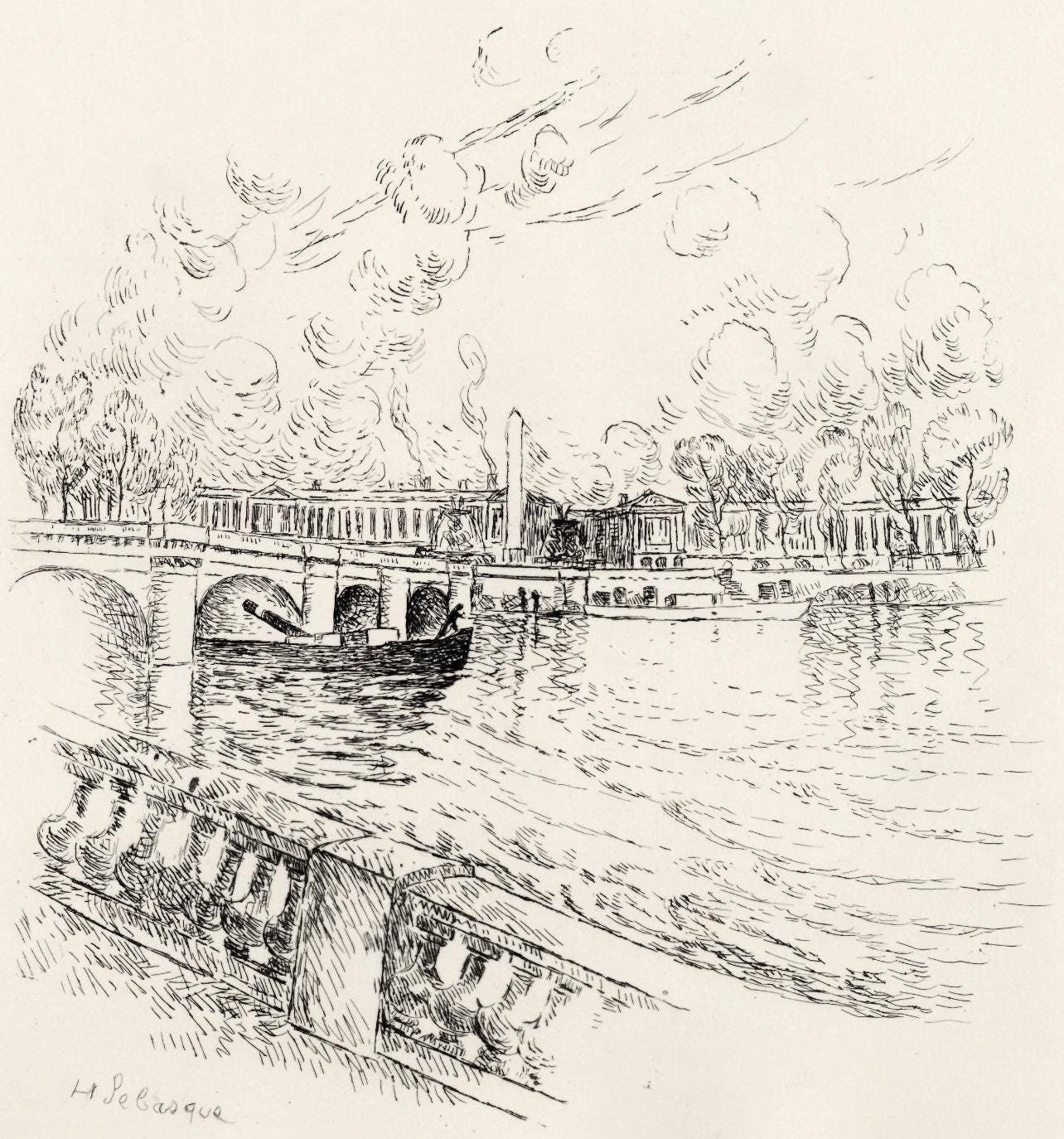Henri Lebasque, Quai D'Orsay, A La Gloire Paris, Etching