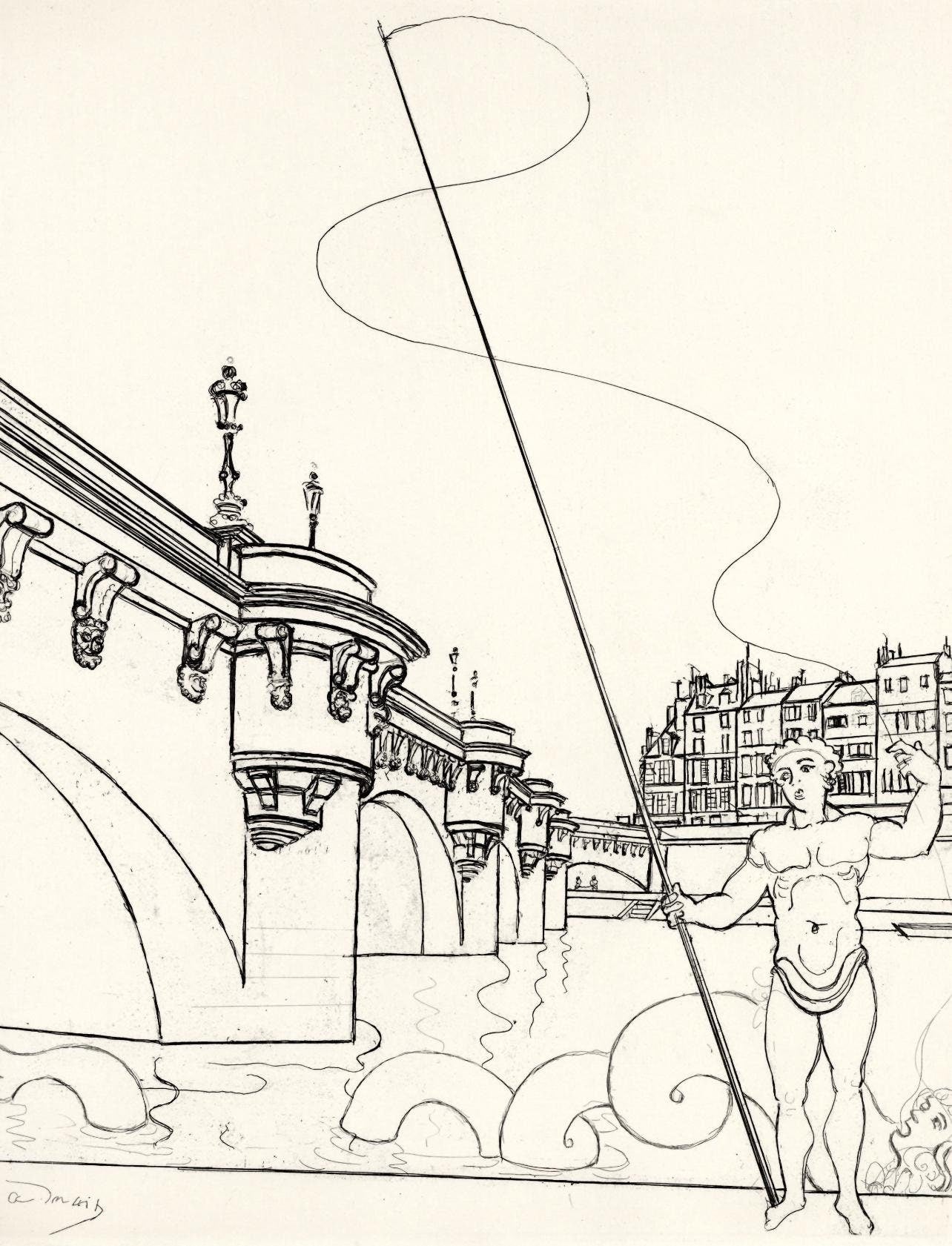Andr Derain, Le Pont Neuf, A La Gloire Paris, Etching