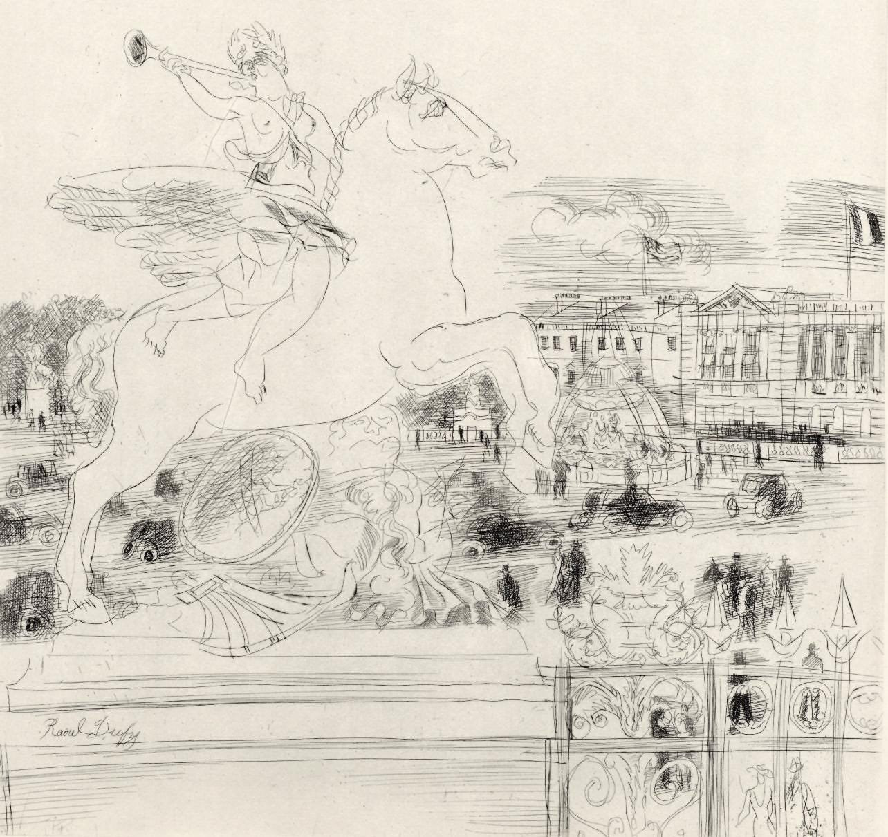 Raoul Dufy, Les Champs-Lyses, Place De La Concorde, A La Gloire Paris, Etching