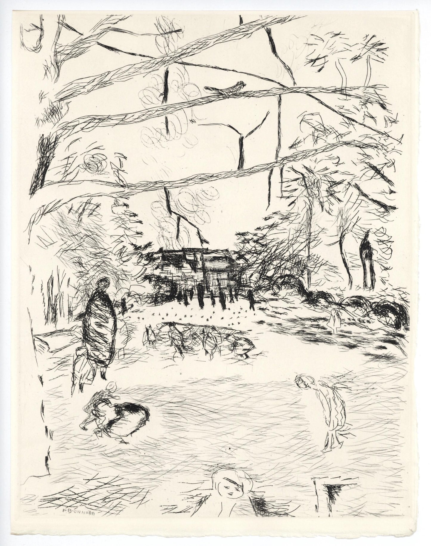 Etching - Pierre Bonnard - Le Parc Monceau - A La gloire Paris