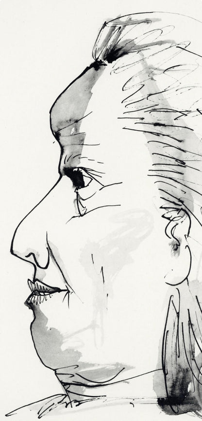 Pablo Picasso, Profil De Vieille Femme, Trait Et Lavis (Cramer No. 84), 40 Dessins De Picasso En