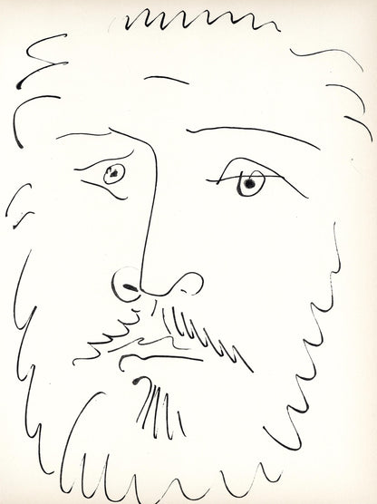 Pablo Picasso, Visage D'Homme Barbu, De Face (Cramer No. 84), 40 Dessins De Picasso En Marge Du