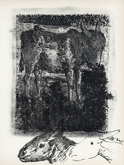 Pablo Picasso, Anes, Sur Une Planche Grave (Cramer No. 84), 40 Dessins De Picasso En Marge Du