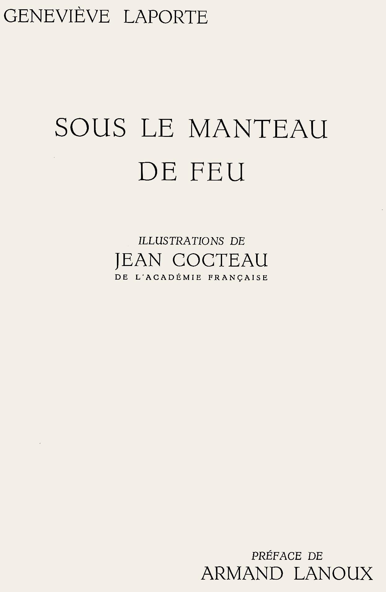 Jean Cocteau, Composition, Sous le Manteau de Feu, Lithograph