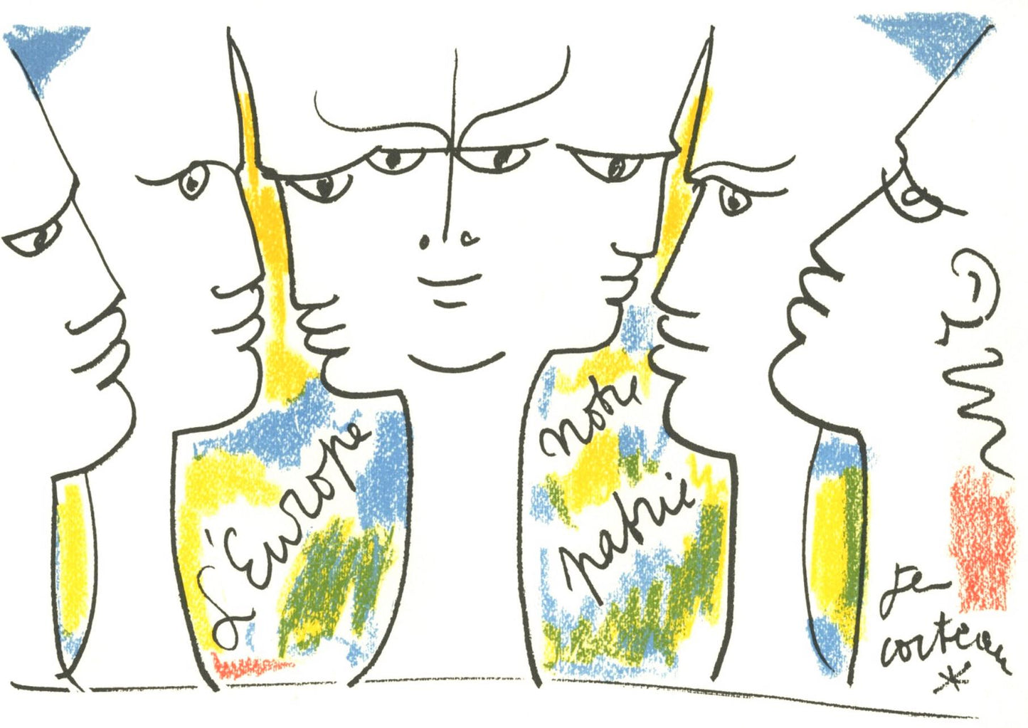 Jean Cocteau, Composition, Nous Croyons En L'Europe, Silkscreen