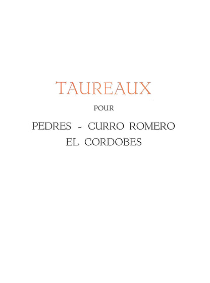 Jean Cocteau, Composition, Taureaux, Lithograph