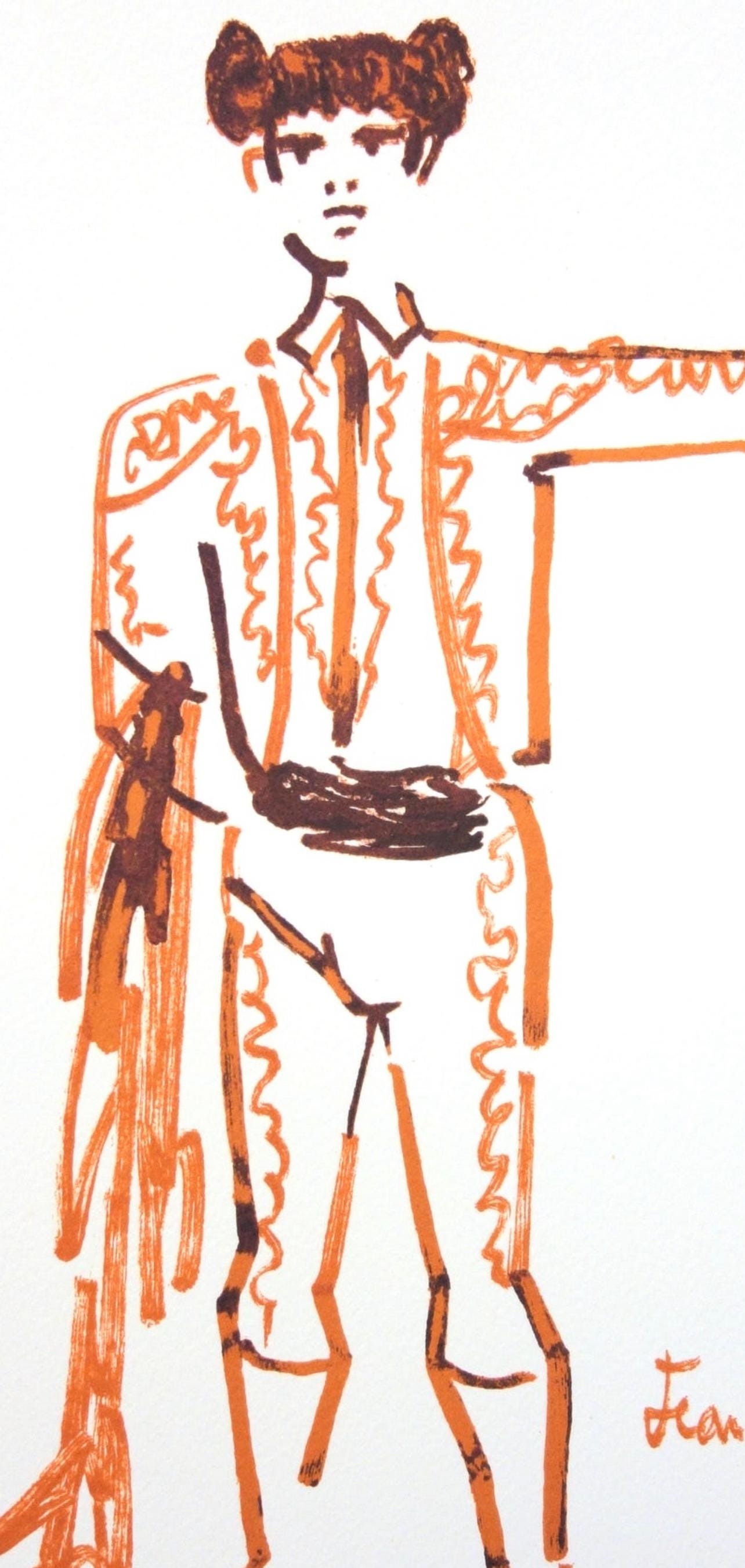 Jean Cocteau, Composition, Taureaux, Lithograph
