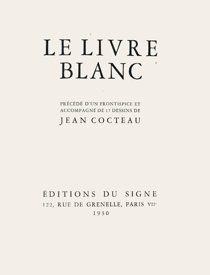 Jean Cocteau, Composition, Le Livre Blanc, Lithograph