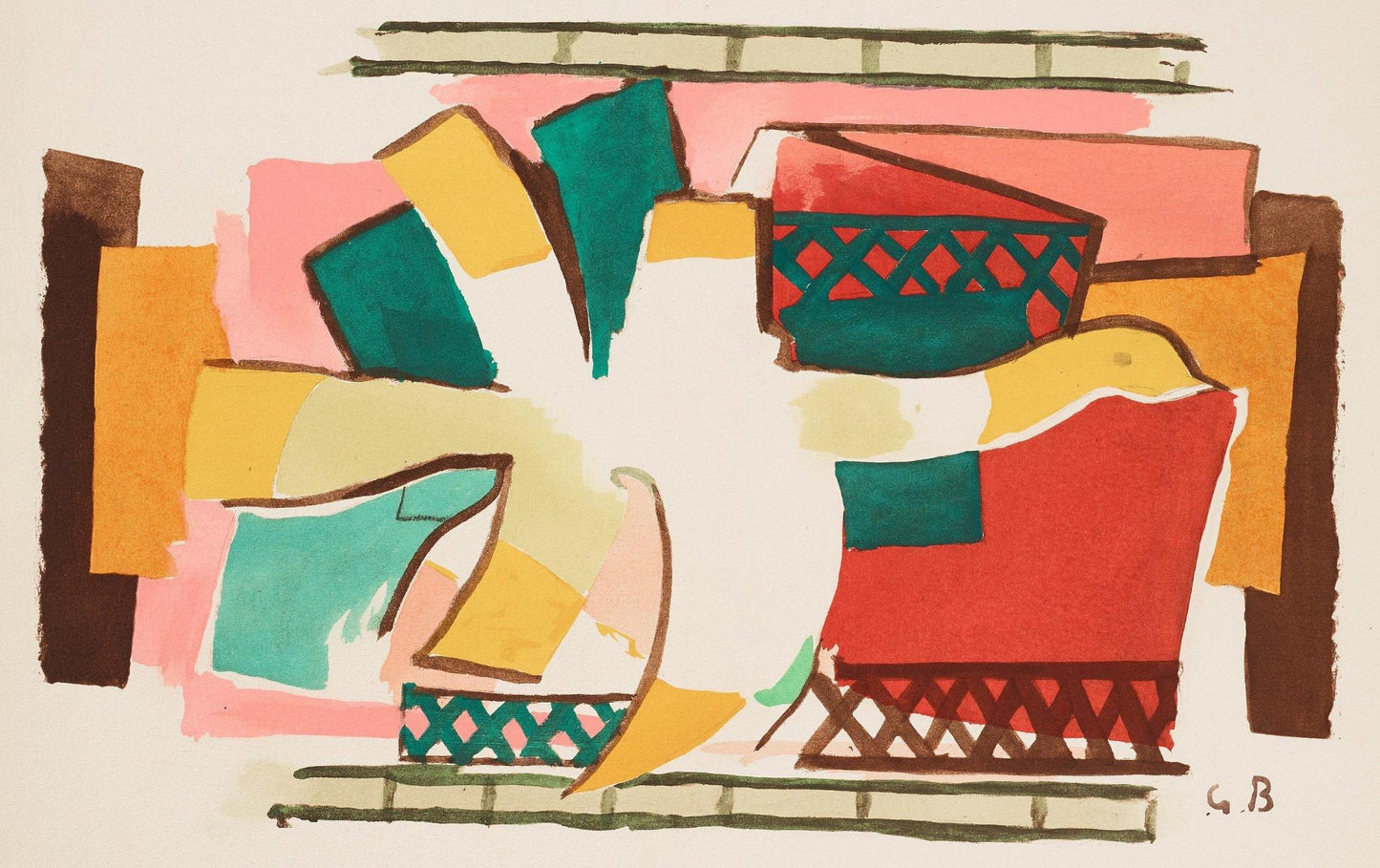 Georges Braque, Composition, Braque Espaces, 13 Dessins, Lavis, Aquarelles, Lithograph