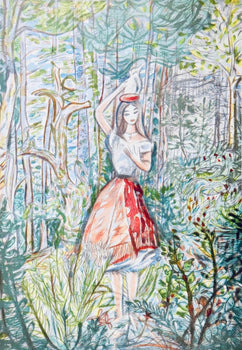 Louis Touchagues, La Laitire, Vingt Fables De La Fontaine, Woodcut