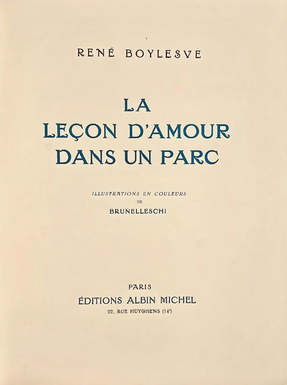 Umberto Brunelleschi, Composition, La Leon D'Amour Dans Un Parc, Lithograph