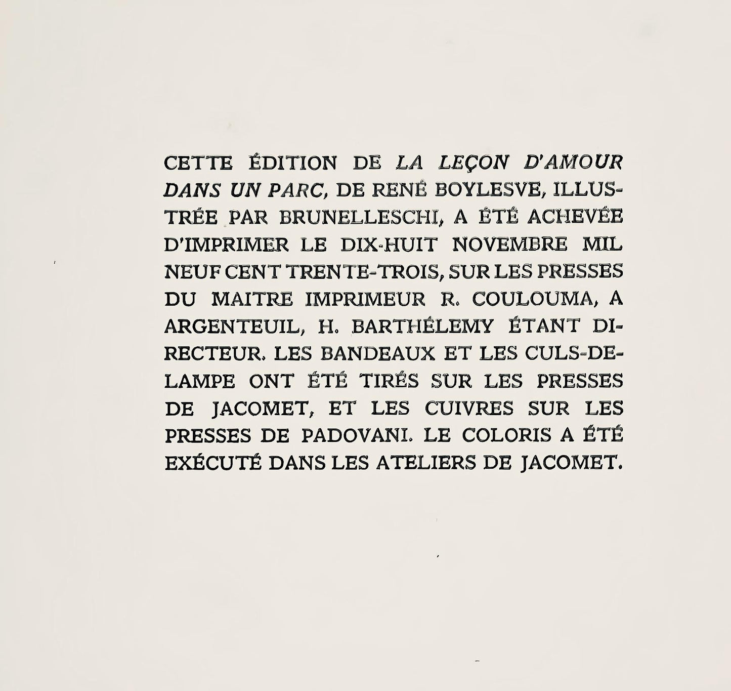 Umberto Brunelleschi, Composition, La Leon D'Amour Dans Un Parc, Lithograph