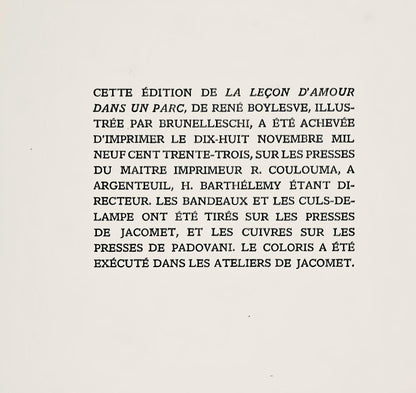 Umberto Brunelleschi, Composition, La Leon D'Amour Dans Un Parc, Lithograph