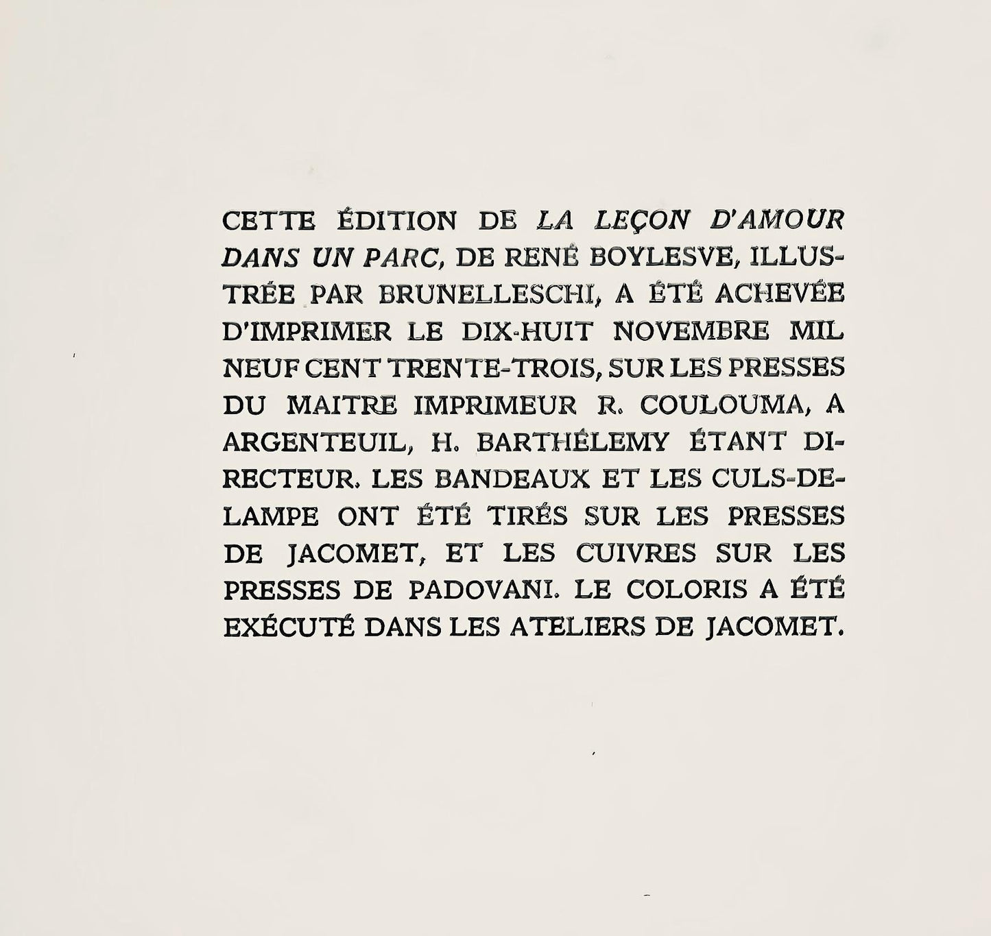 Umberto Brunelleschi, Composition, La Leon D'Amour Dans Un Parc, Lithograph