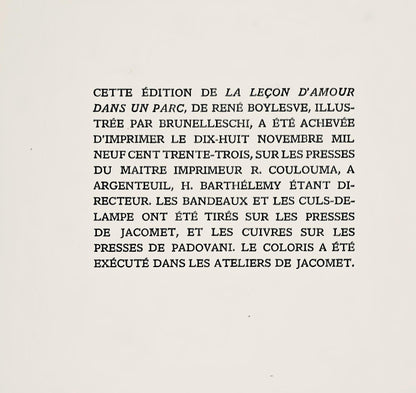 Umberto Brunelleschi, Composition, La Leon D'Amour Dans Un Parc, Lithograph