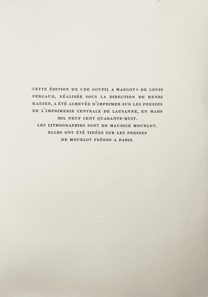 Maurice Mourlot, Composition, De Goupil A Margot, Histoires De Btes, Lithograph