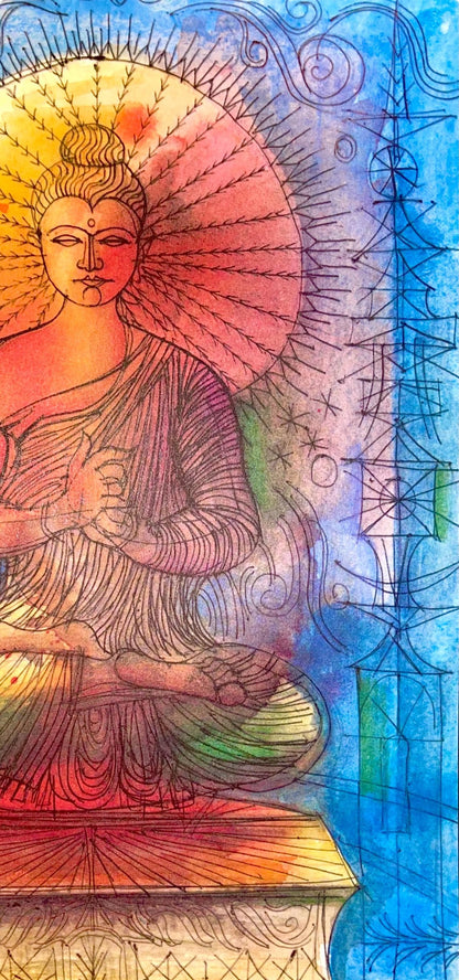 Jean Carzou, Composition, Ce Panorama Du Bouddhisme, Lithograph