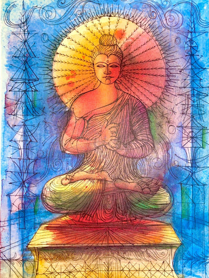 Jean Carzou, Composition, Ce Panorama Du Bouddhisme, Lithograph