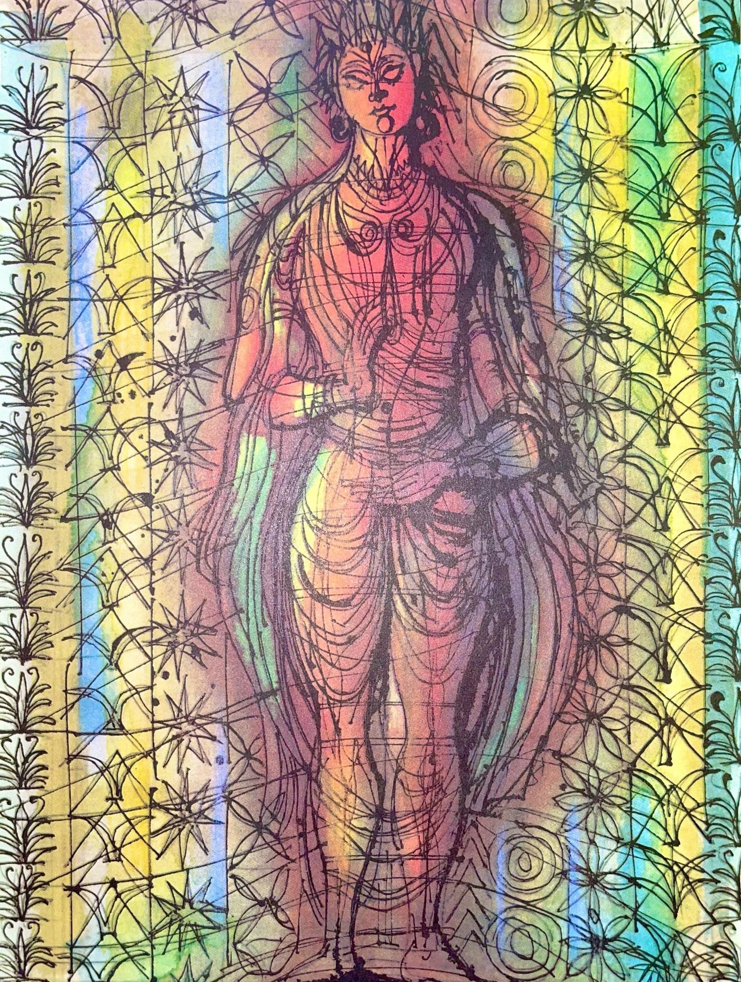 Jean Carzou, Composition, Ce Panorama Du Bouddhisme, Lithograph