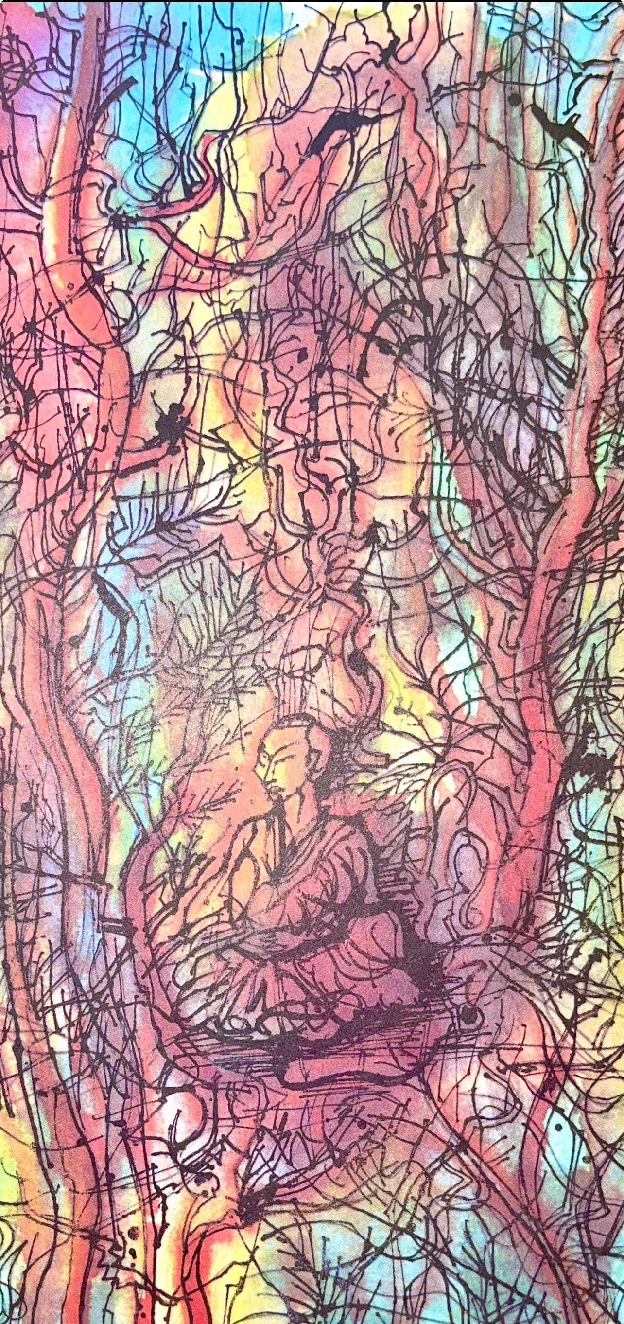 Jean Carzou, Composition, Ce Panorama Du Bouddhisme, Lithograph
