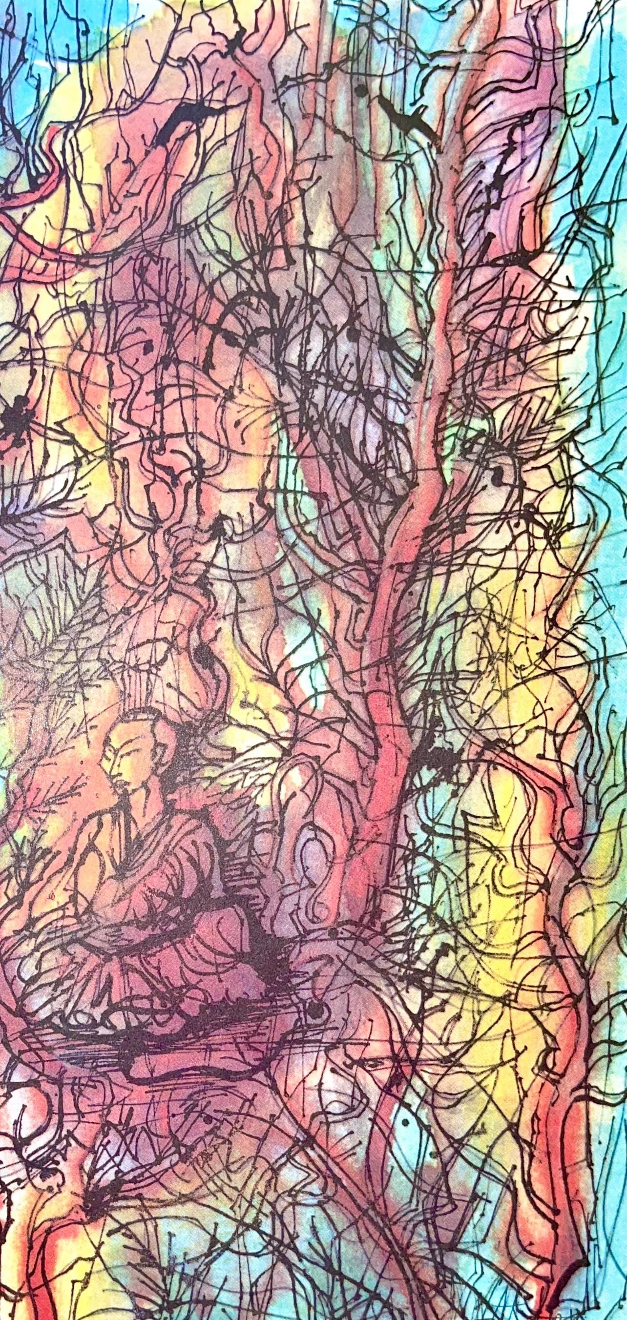 Jean Carzou, Composition, Ce Panorama Du Bouddhisme, Lithograph