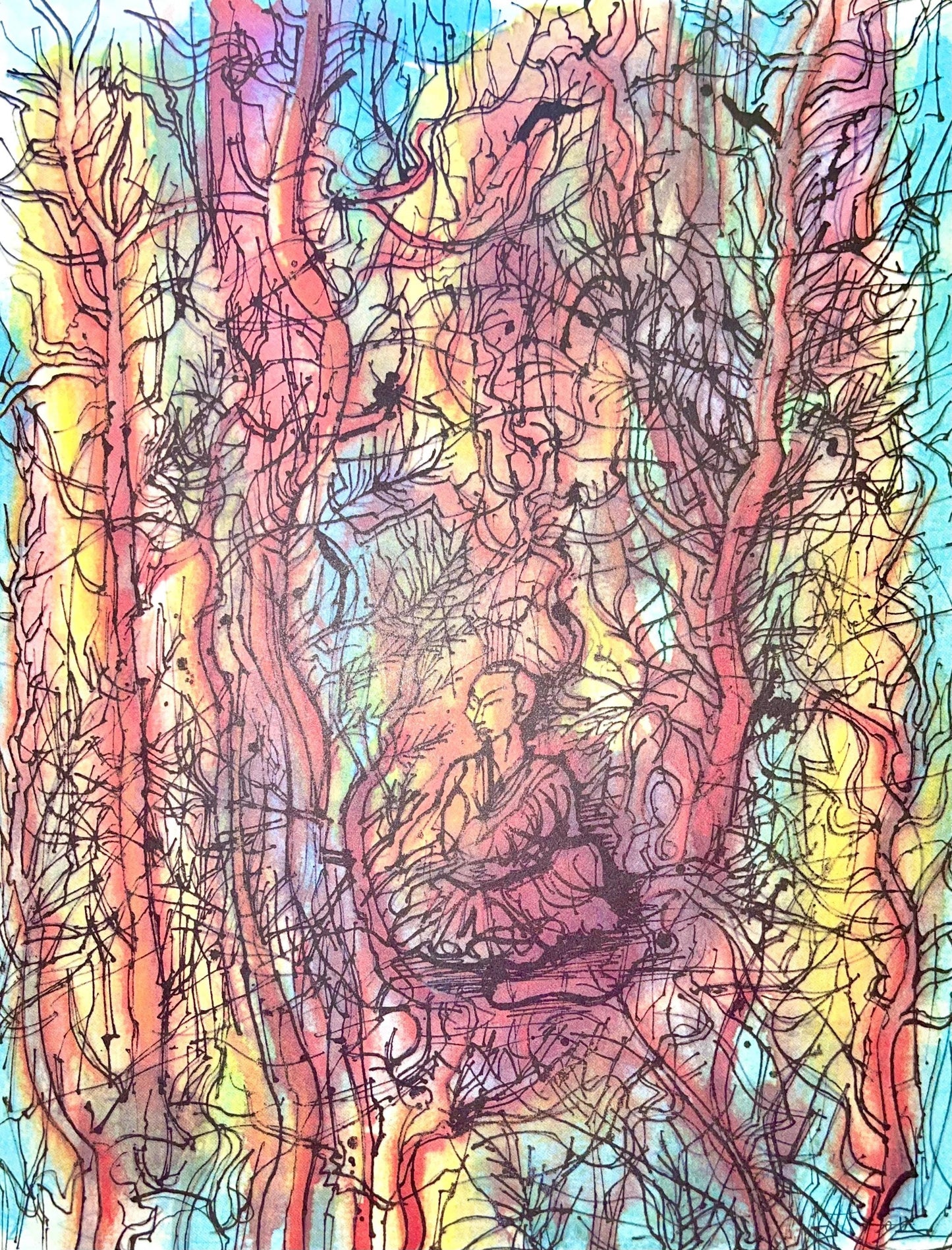 Jean Carzou, Composition, Ce Panorama Du Bouddhisme, Lithograph