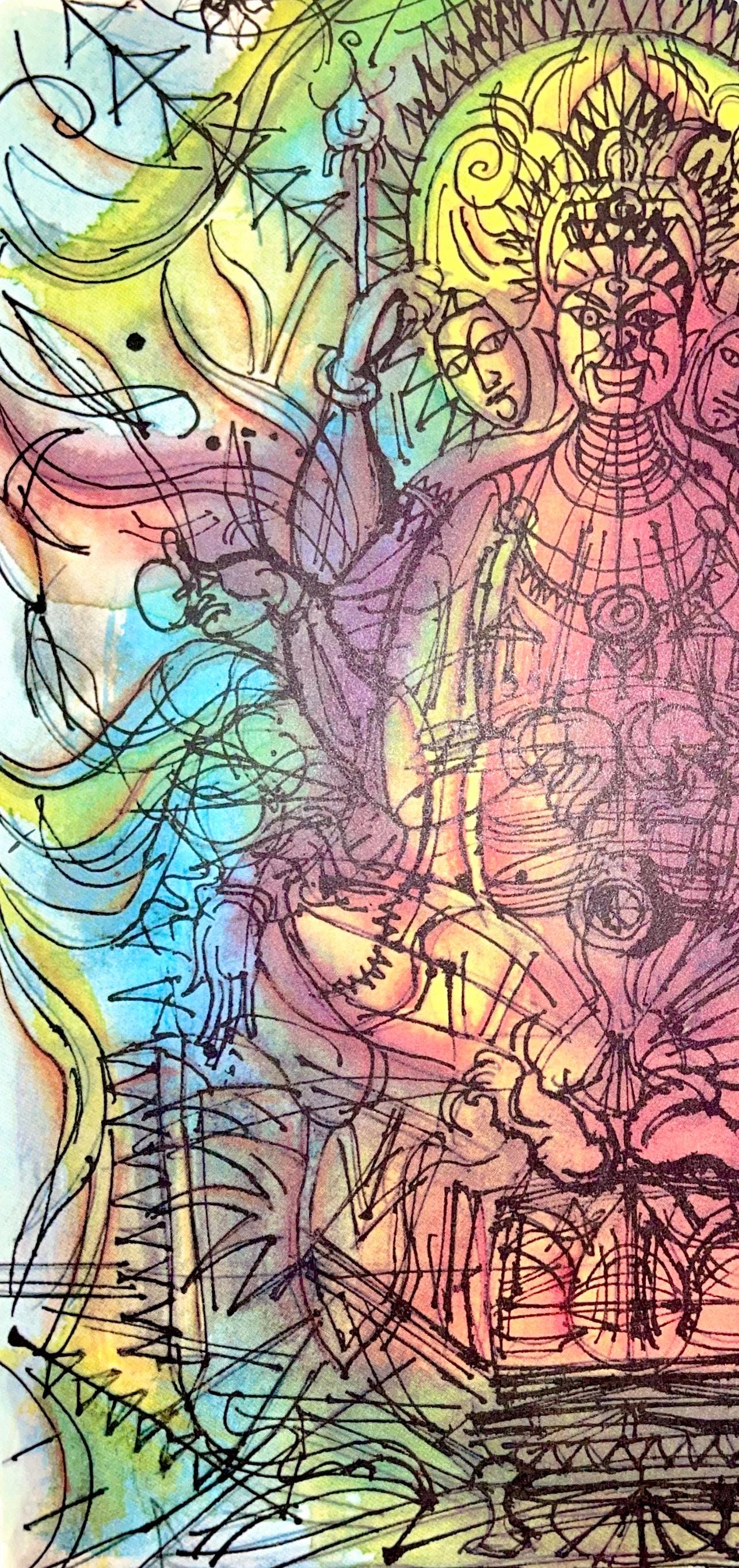 Jean Carzou, Composition, Ce Panorama Du Bouddhisme, Lithograph